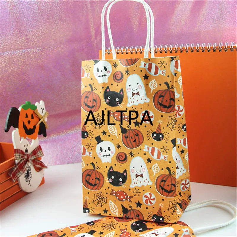

100pcs/lot Halloween easter party decoration pumpkin ghost paper candy bag baking cookies box home props supplies bag CT0215