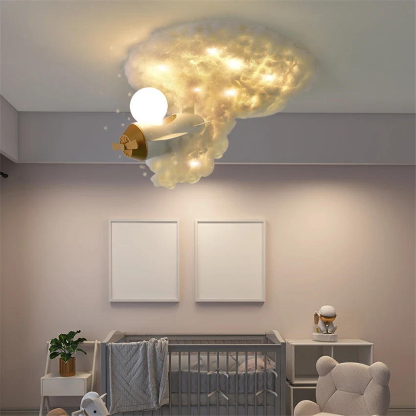 

Spray Plane Children's Ceiling Lights Boys Girls Room Nordic Bedroom White Minimalist Creative Design Kindergarten Ceiling Lamps