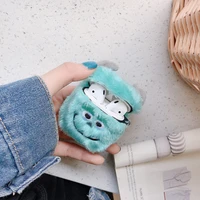 disney mr q cute warm hands plush embroidered big eyes bluetooth wireless earphone case for airpods 12 cover