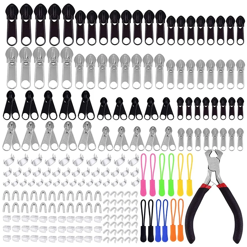 211 шт. Набор для ремонта молнии замена с застежкой молнией установка плоскогубцы