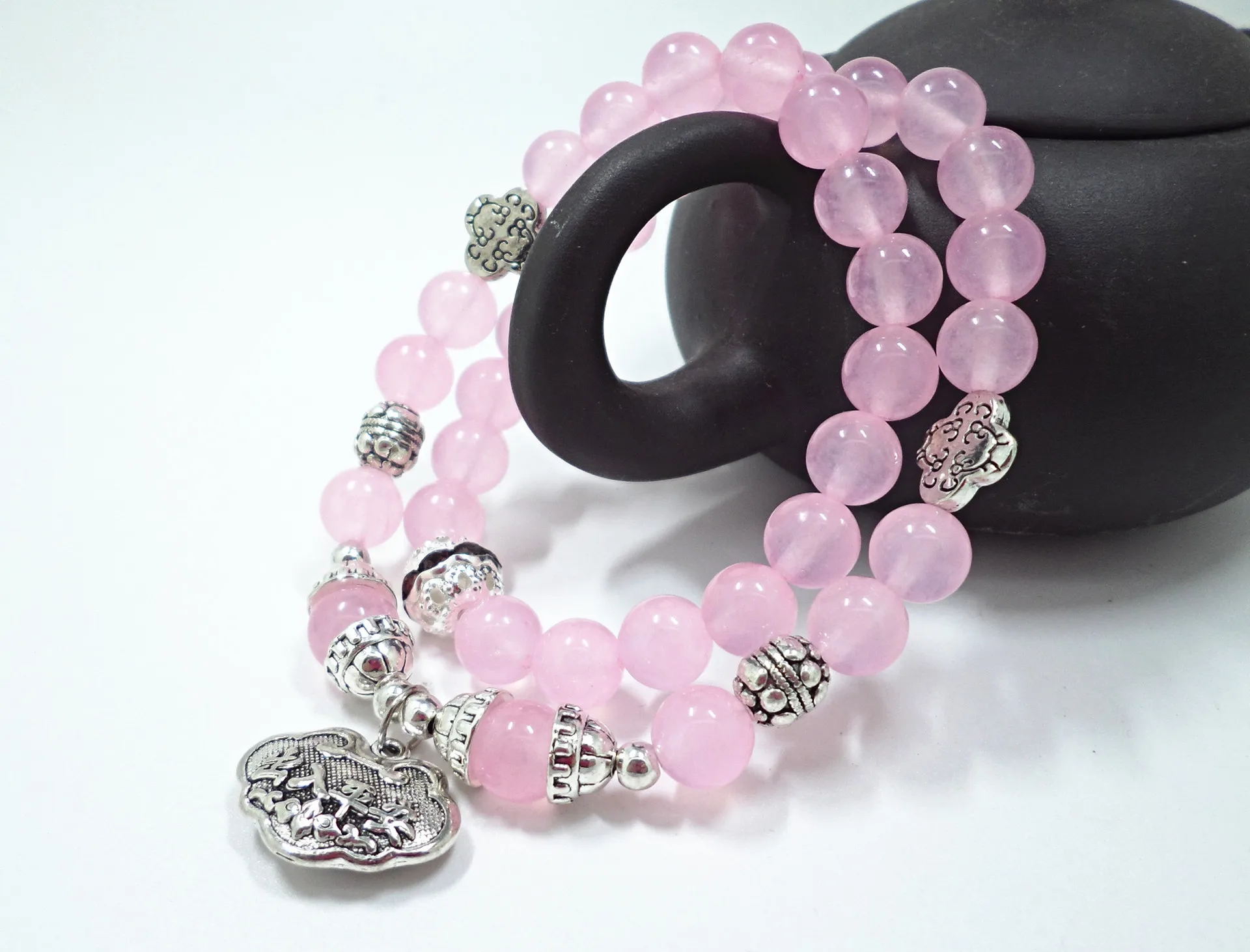 

8mm Rose Quartz Bracelet Pink Crystal Natural Stone Handmade Elastic Rope Opal Gems Stone Fashion Jewelry Bracelet For Women