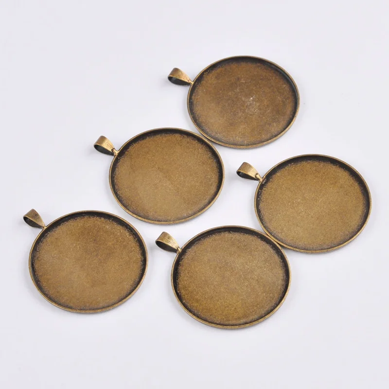Подвеска для ювелирных изделий большая круглая под бронзу 35 мм 100 пустая основа