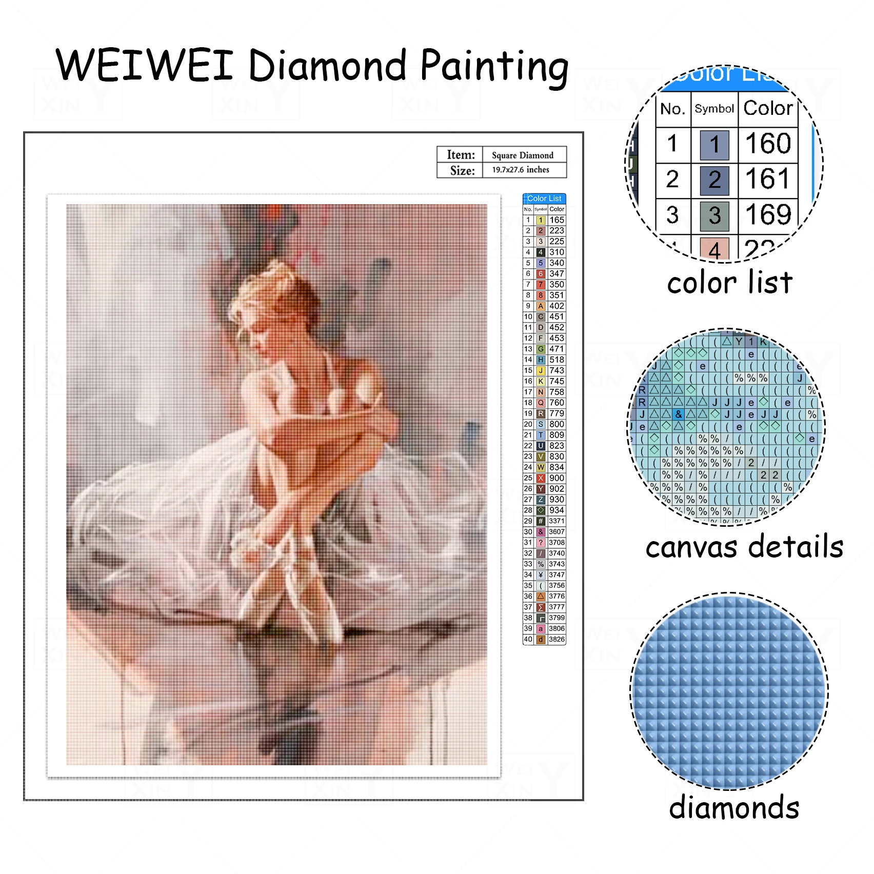 WEIWEI полноразмерная квадратная/круглая балерина сделай сам Алмазная мозаика