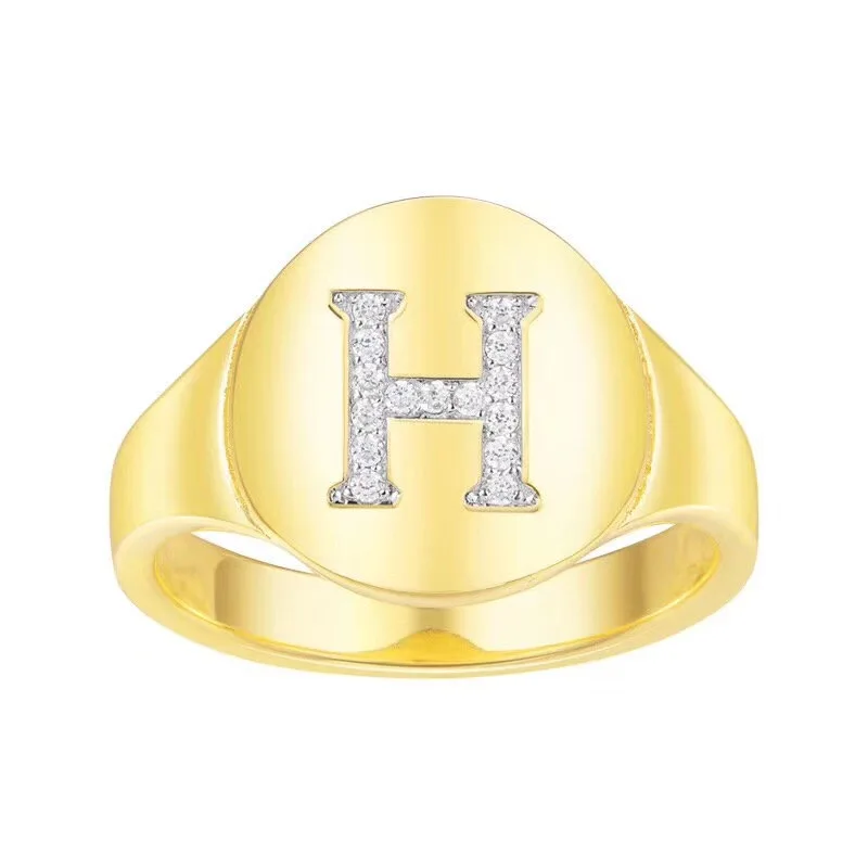 Ново-проектированные круглые серьги с золотой Циркон Начальная буква кольца для