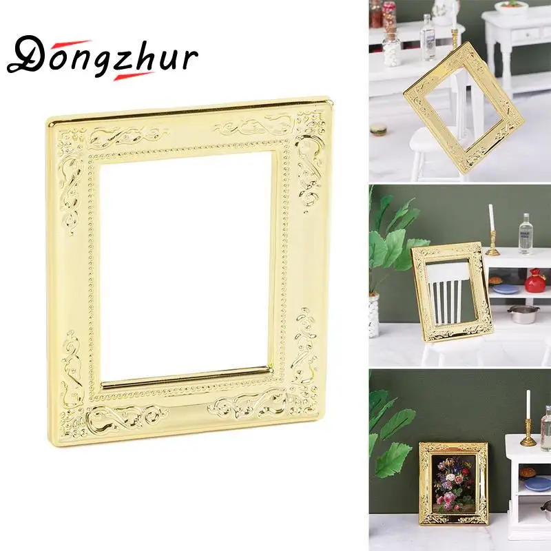 Модель кукольного домика в масштабе 1:12 квадратная Золотая фоторамка модель