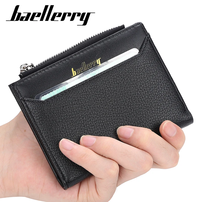 

Baellerry New Men's Wallets Fashion Short Desigh Zipper Card Holder Men Leather Purse Solid Coin Pocket High Quality Male Purse