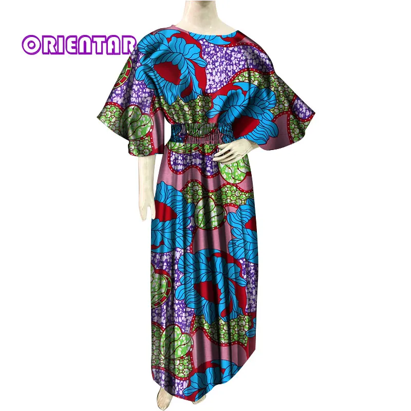 Dashiki African Dresses for Women Casual Africa Print Bazin Riche Dress Lady Elastic Waist Long Maxi Plus Size WY374 | Тематическая