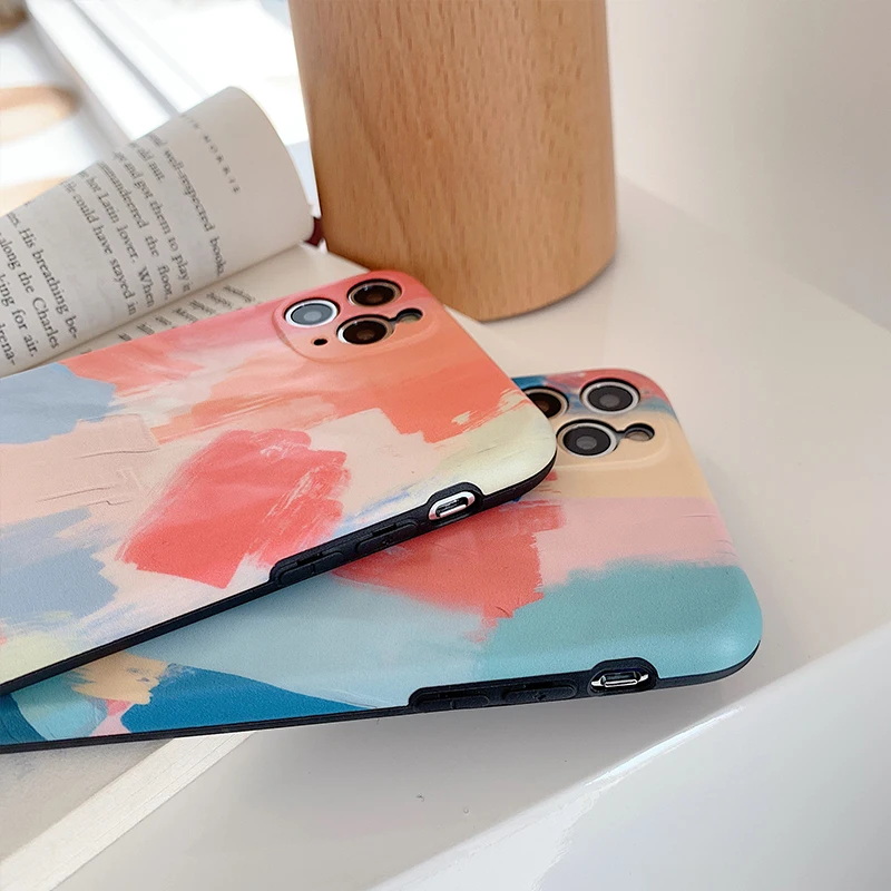 Чехол для iPhone X Xs Xr XsMax с масляной росписью акварелью все включено 6 6s 7 8 plus 11promax