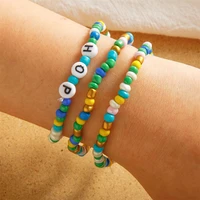 new fashion simple summer bohemian letter bracelet personality cool colorful beaded three piece bracelet