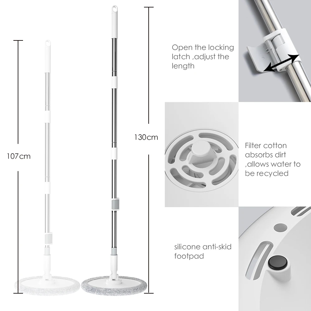 Волшебная круглая швабра из микрофибры и ведро ручная стирка вращающаяся на 360