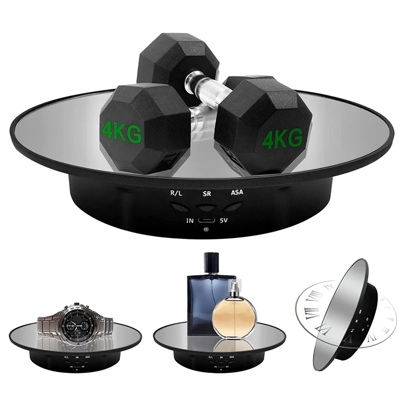 

Motorized Rotating Display Stand, 7.87Inch,Mirror Covered 360 Degree Turntable Display Stand for Photography