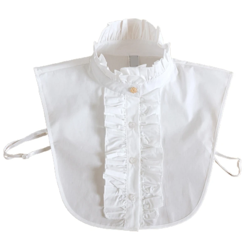 

Женская обувь в винтажном стиле; Воротник-стойка шеи с ложным воротничком лотоса Раффлед Виктория Съемный Пол рубашка блузка Манишка одежд...