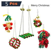 5pcs parrot toys bird articles christmas style swing chew molar ball bells standing training interactive supplies brand new