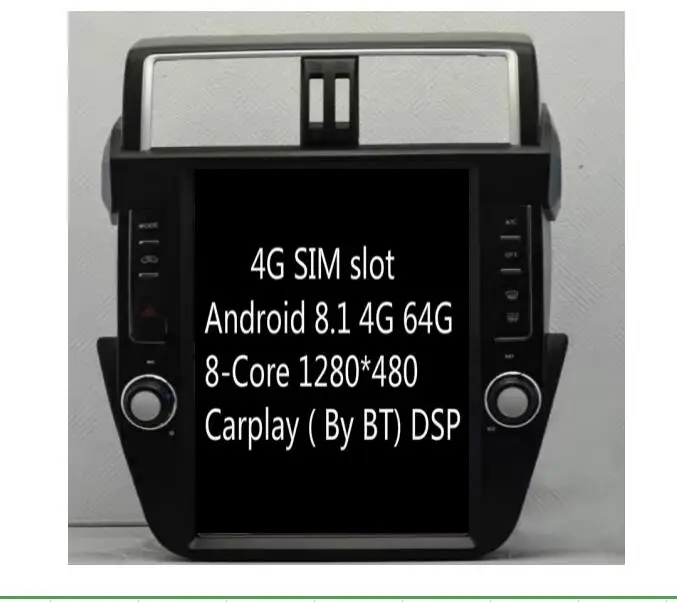 

Carplay 4G 64G 8core 10,4 дюймов Android 8,1 автомобильная аудиосистема для Toyota Prado 2014 головное устройство стерео видео GPS навигация мультимедийный монитор ...