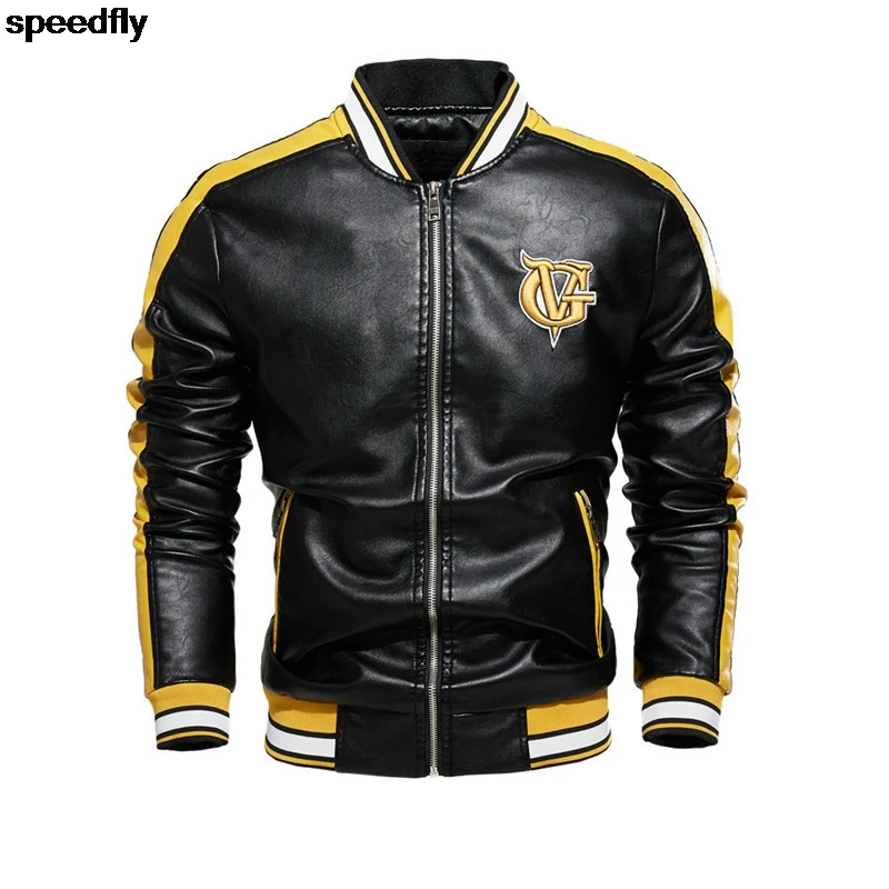 

Мужская кожаная куртка, черная теплая Повседневная куртка в мотоциклетном стиле, весна-осень 2021