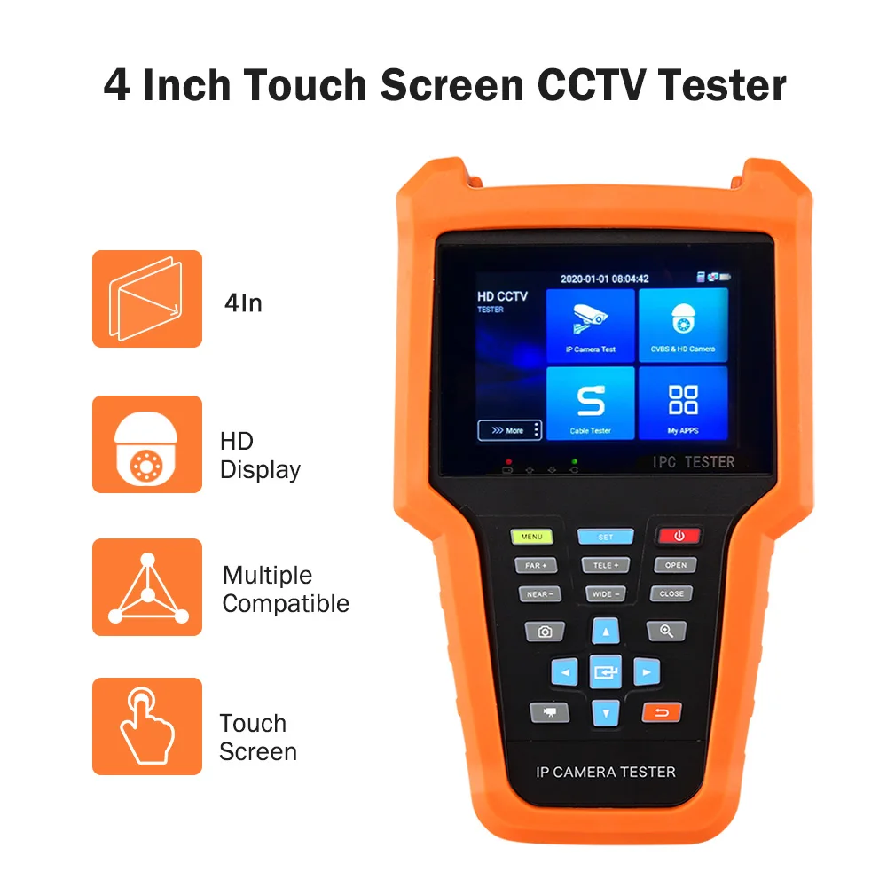 CC ТВ тестер 960 × 640 Сенсорный экран безопасности камера Handhold 4 дюйма IPS 8MP AHD CVBS CVI HDMI