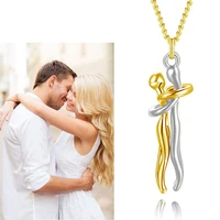 lover hugging couple pendant women necklace girlfriend valentines day gift clavicle chain jewelry 2 colors accessories choker