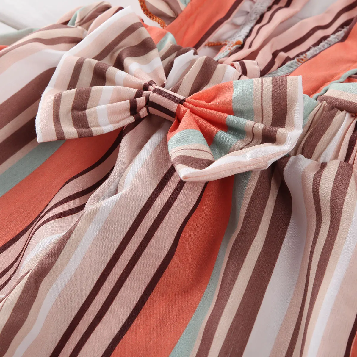 От 2 до 6 лет Детские Разноцветные полосатые ползунки с оборками для маленьких