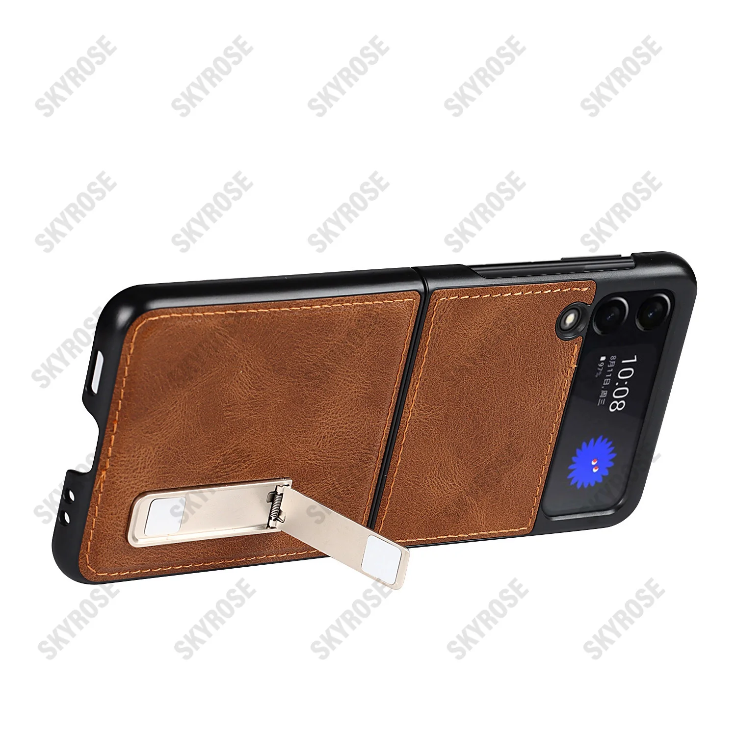 for samsung galaxy z flip 3 case with magnetic stand holder leather cover for galaxy z flip3 5g full protection case phone funda free global shipping