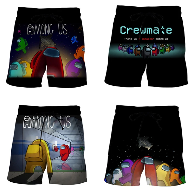 

Games Among Us Summer Swimming Shorts Men Surf Swim Wear Beach Shorts Board Printed Drawstring Quick Dry Swimming Trunks