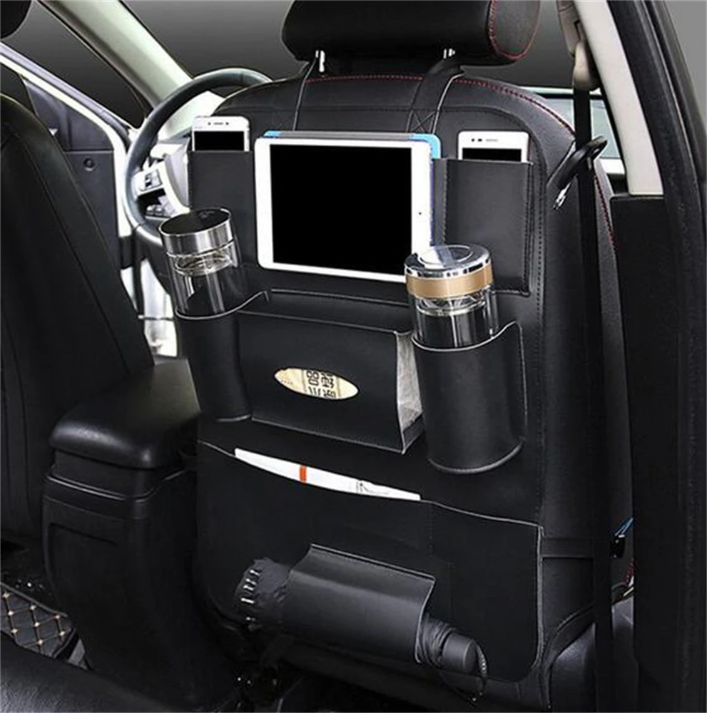 

Universal Black Car Seat Back Multi-Pocket Leather Storage Bag Organizer Holders