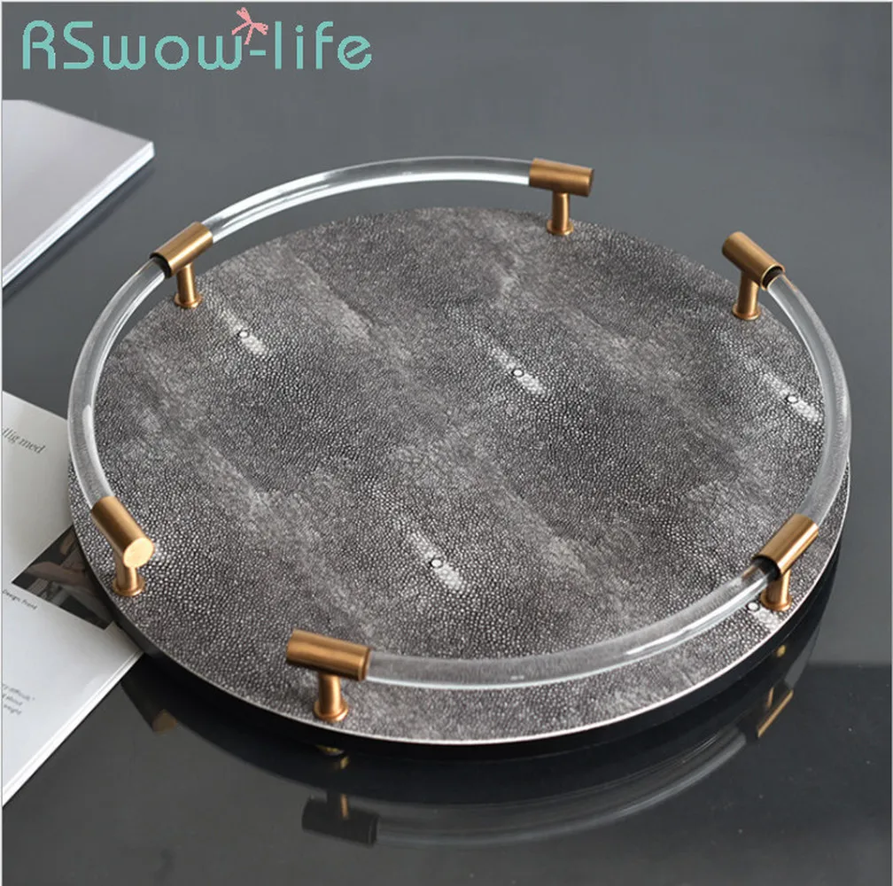 Поднос для хранения 37*6 см круглый стеклянный поднос с дьявольскими рыбами