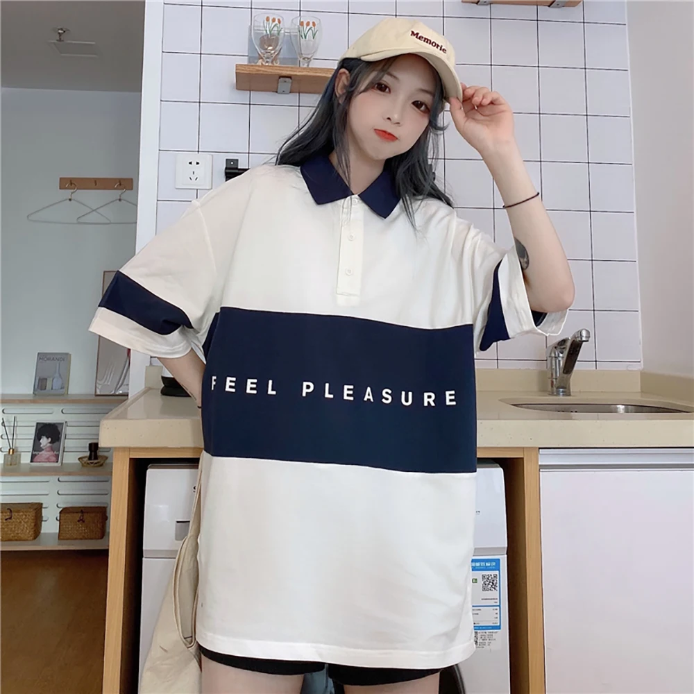 Женская рубашка поло с коротким рукавом в полоску|Футболки-поло| |