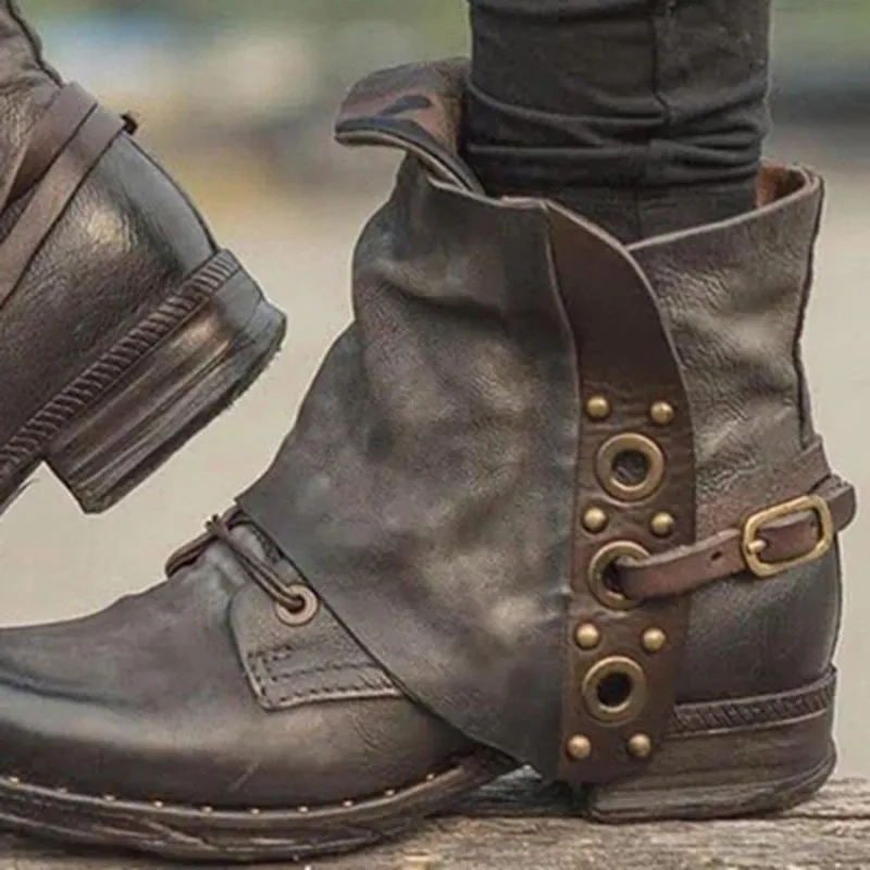 

Women's Boots Winter New Fashion Round Head Zipper Comfortable Metal Decoration Low-heeled Short Tube Women's Shoes Size 34-43