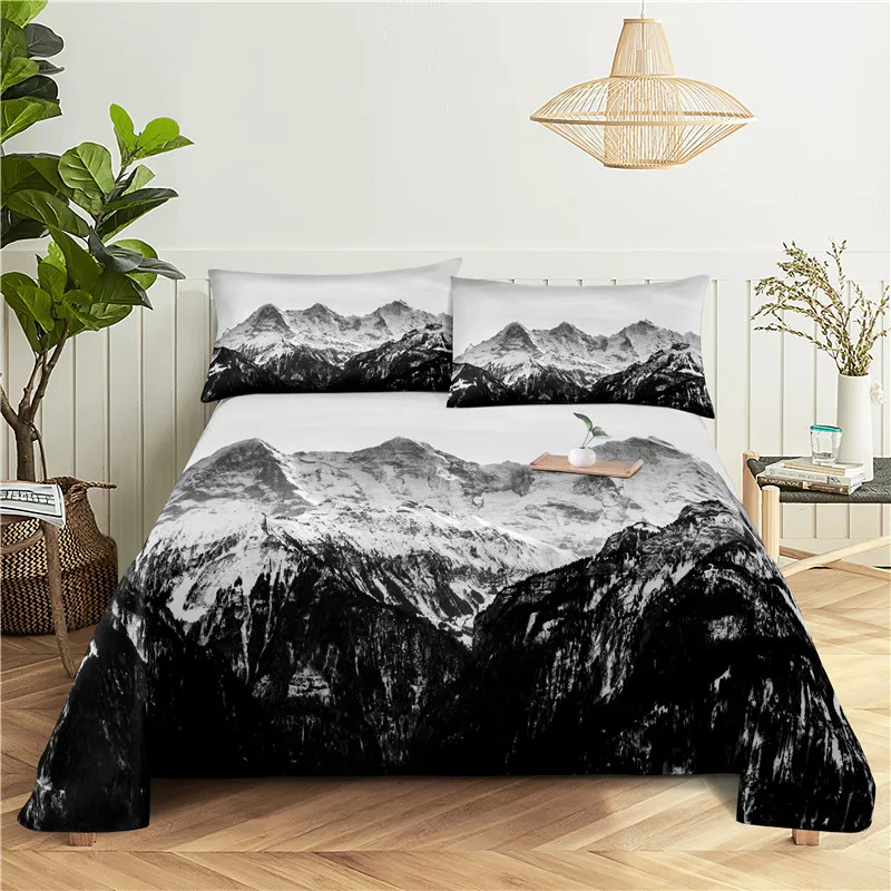 

Beautiful Valley 0.9/1.2/1.5/1.8/2.0m Digital Printing Polyester Bed Flat Sheet With Pillowcase Print Bedding Set