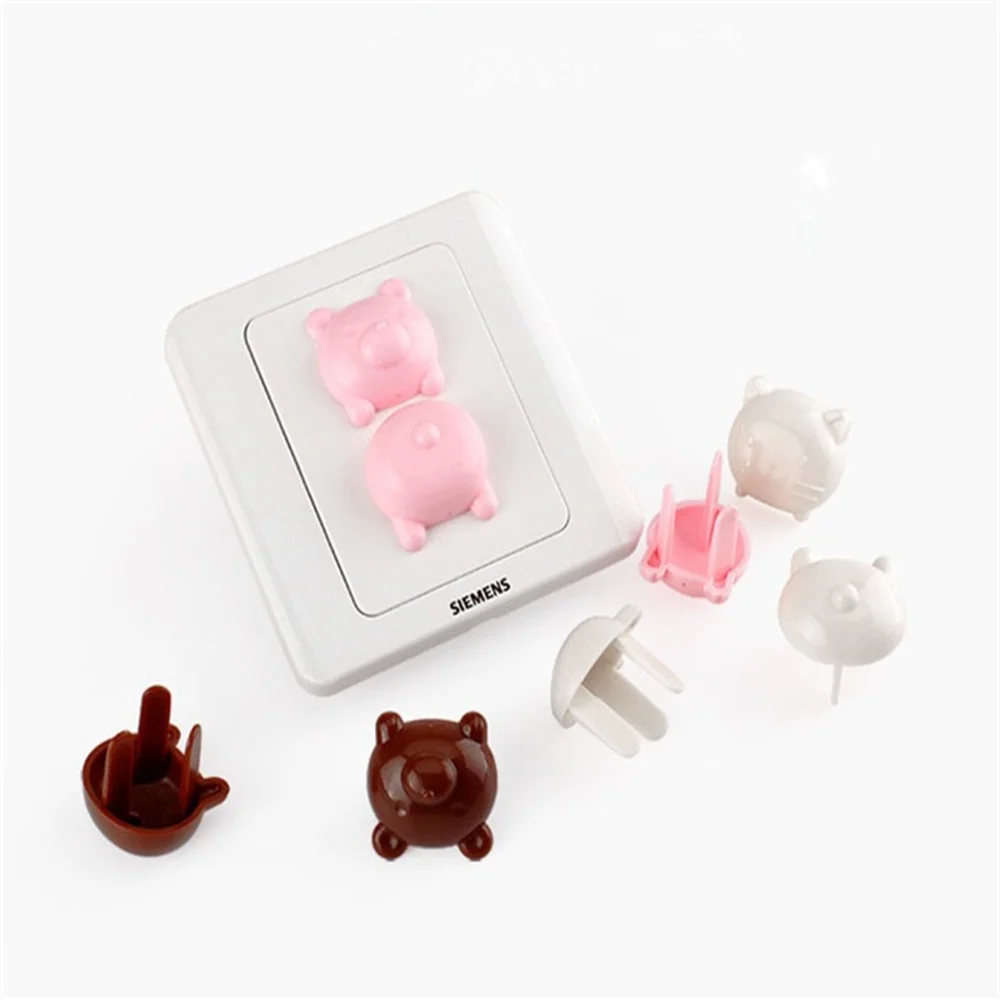6pcs Cute Piggie Power Socket Electrical Outlet Guard Protection Baby Safety Anti Electric Shock Plugs Protector