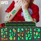 10 листов, светящиеся рождественские наклейки-татуировки