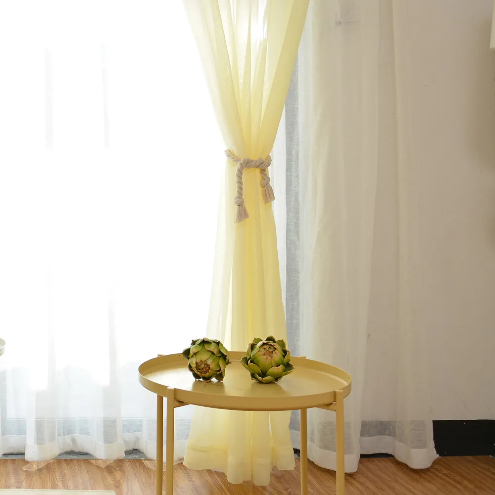 Недорогой европейский светильник 4 цвета желтая вуалевая ткань для штор Простой