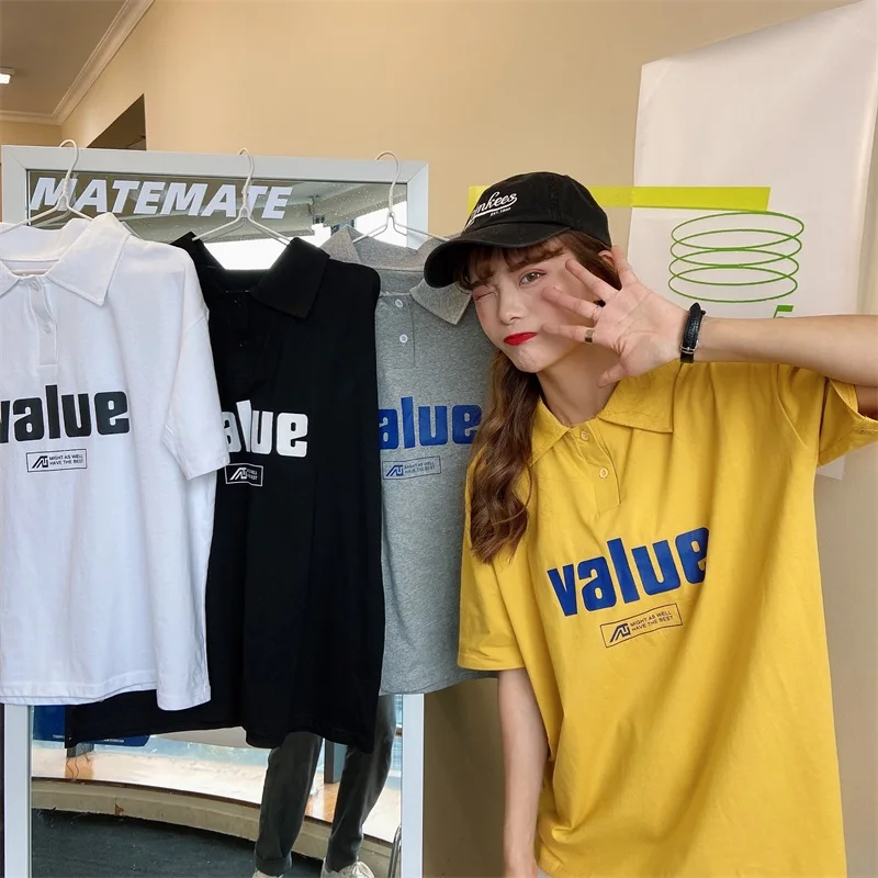 Большие размеры белая рубашка поло Женская Повседневная с коротким рукавом