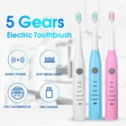 Электрическая зубная щетка, перезаряжаемая, купите одну из четырех бесплатных головок, звуковая зубная щетка, 5 режимов, дорожная зубная щетка с 4 головками, подарок