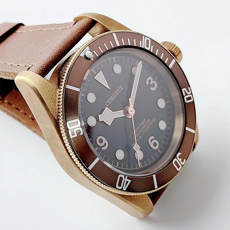 Автоматические механические часы для мужчин плавания в стиле милитари бронзовые