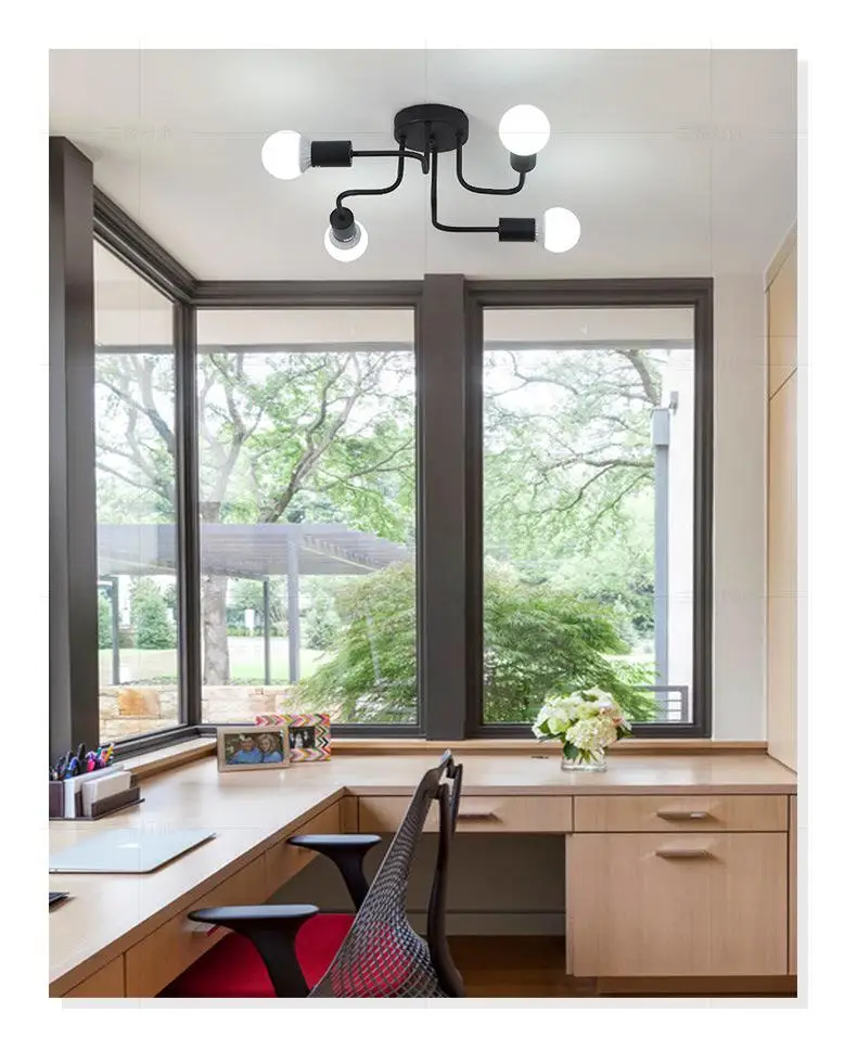 4 Heads Vintage Loft Nordic Wrought Iron Ceiling Lights Lamp for Living Room Bedroom Retro lampara techo | Лампы и освещение