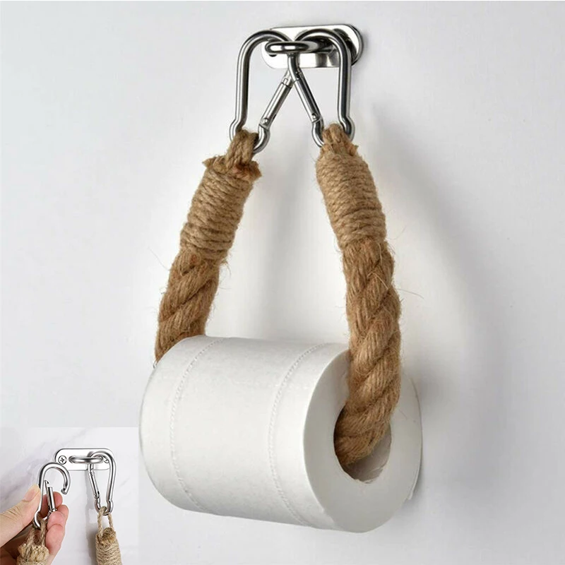 

VINTAGE STYLE HOLDER PAPER CHUNKY ROPE TOILET ROLL TOWEL JUTE NAUTICAL WEAVE