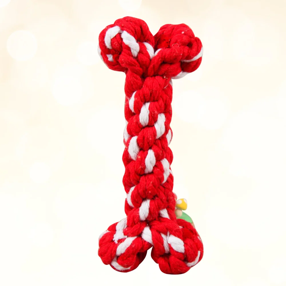 

1pc Weaving Teddy Dog Chew Rope Bone Shaped Toys Puppy Cotton Knot Toys Molar Tooth Cleaning Pet Bite Rope Training