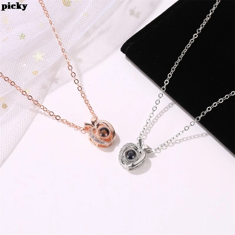 Новинка 2020 ожерелье с подвеской-проектором Я тебя люблю на 100 языках женское