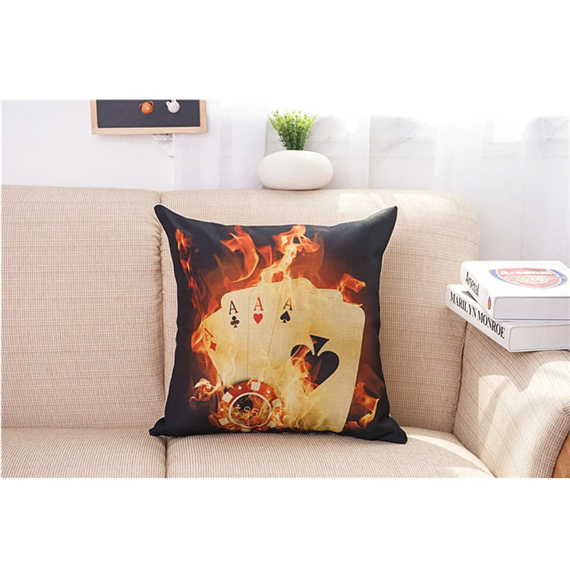 Печать покерные лопаты хлопок льняная Подушка Диван Лондонский автомобиль