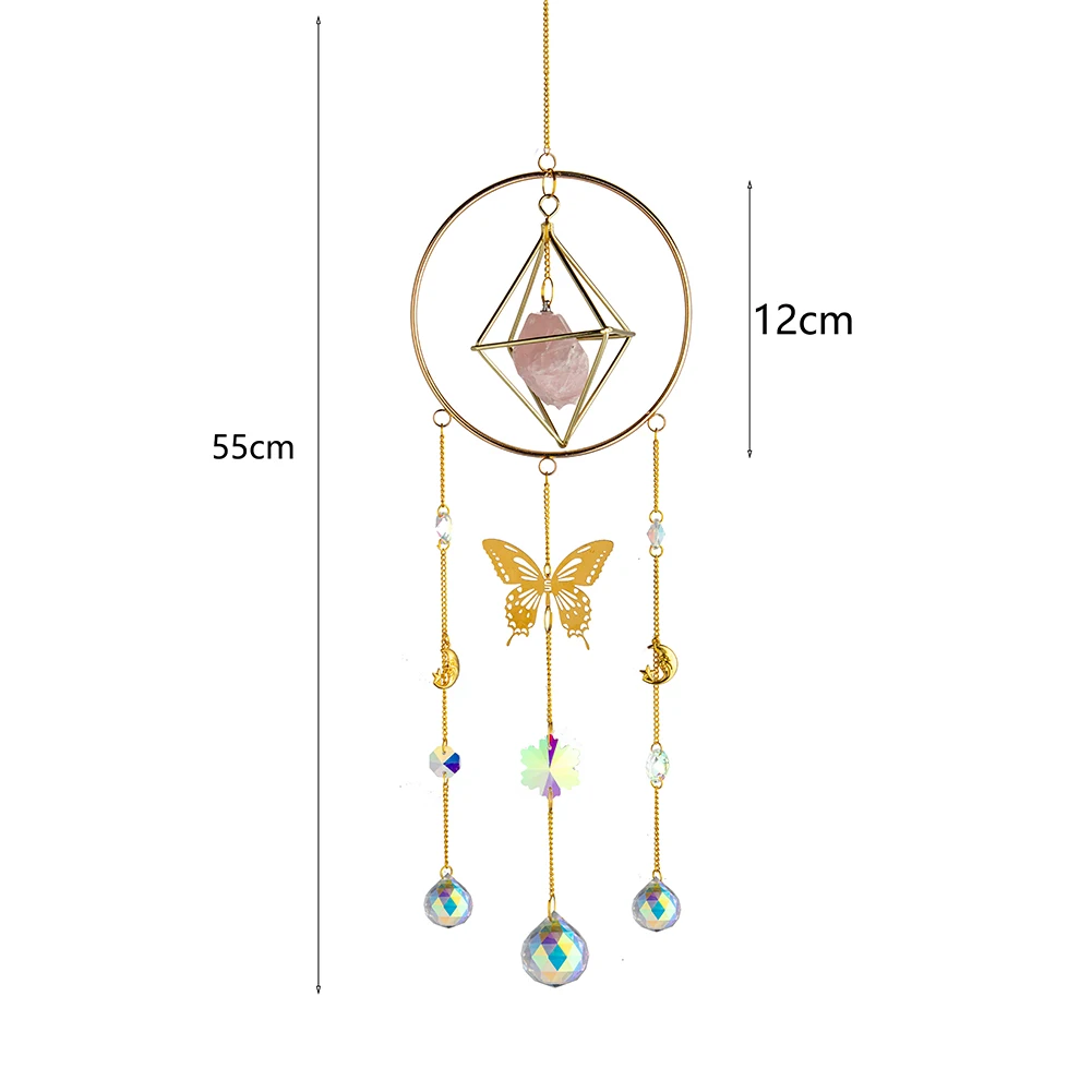 

Refraction Prism Crystal Light Catcher Pendant Moon Star Metal Window Ornament Outdoor Garden Hanging Wind Chime
