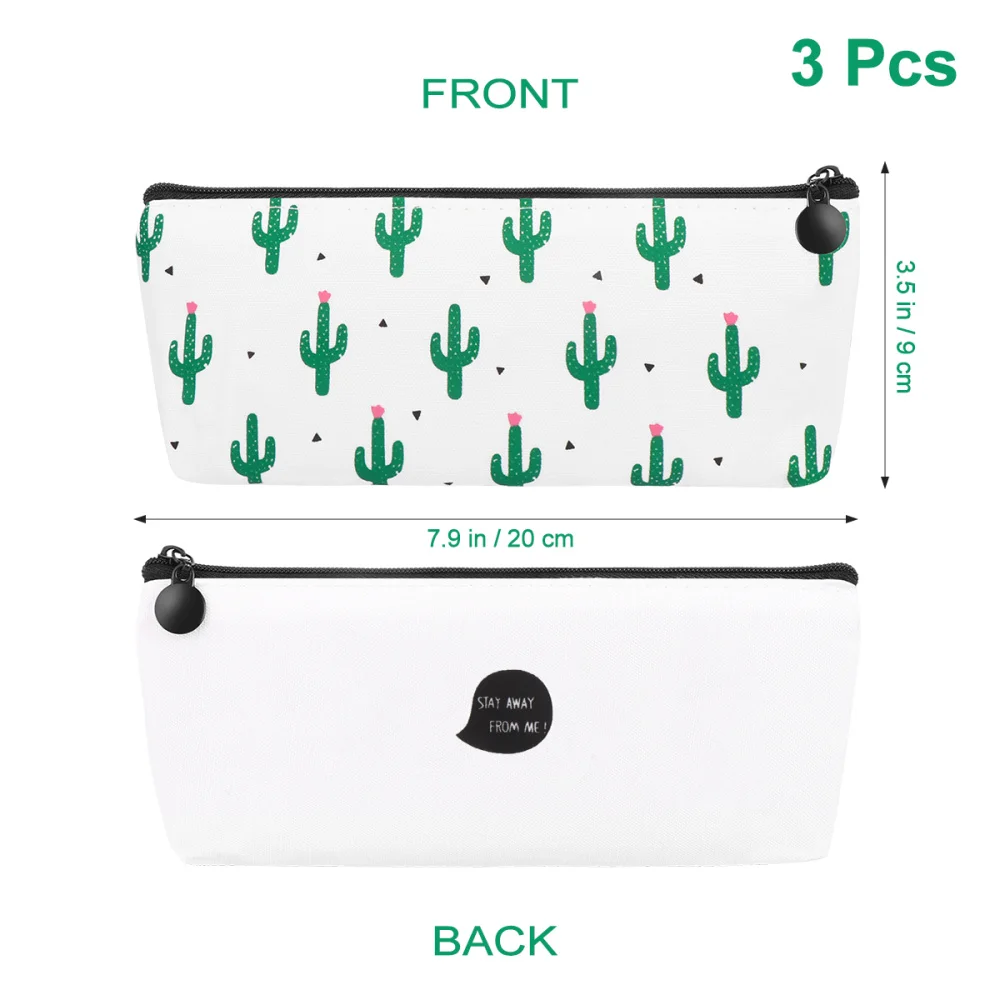 

NUOLUX 3pcs Printed Canvas Pencil Case Pen Bag Makeup Bag Pouch Creative Learning Product Stationery