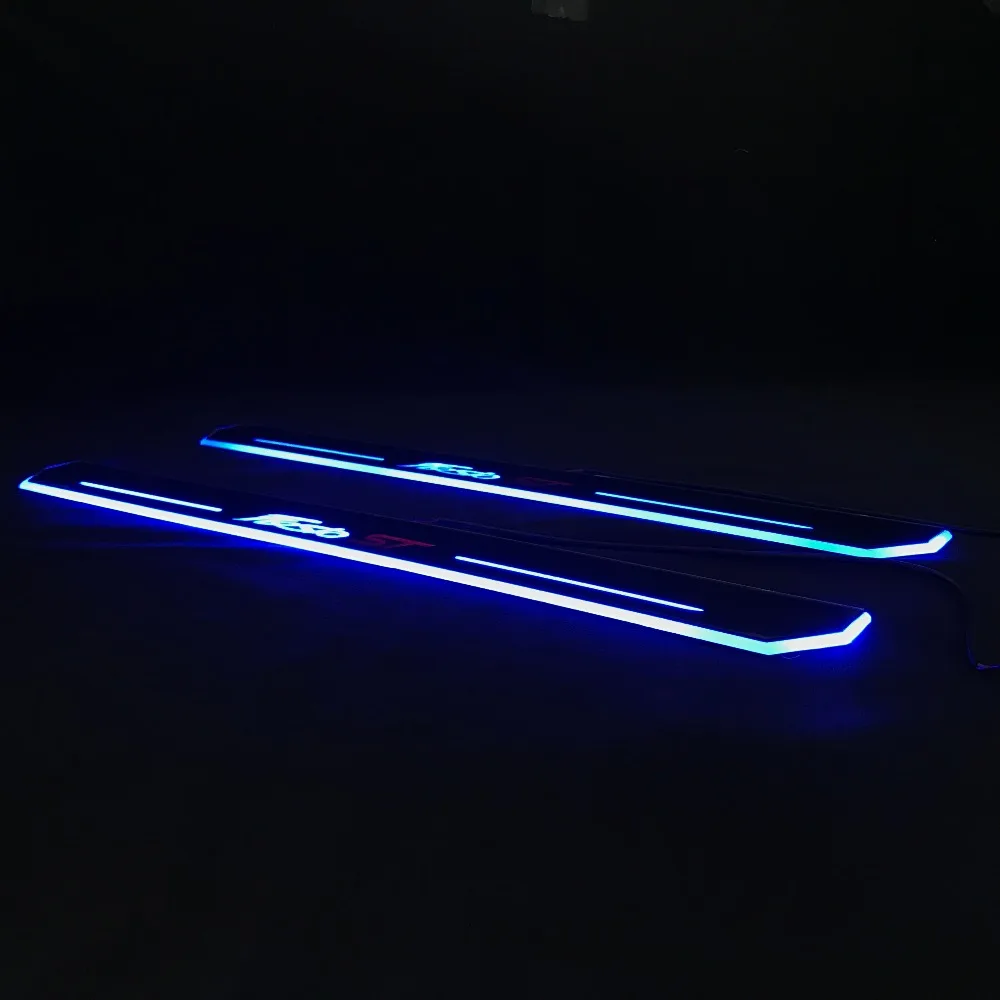 RQXR led движущиеся двери потертости для ford fiesta st динамический порог пластина плоская подкладка накладка струящаяся/натюрморт свет, 2 шт
