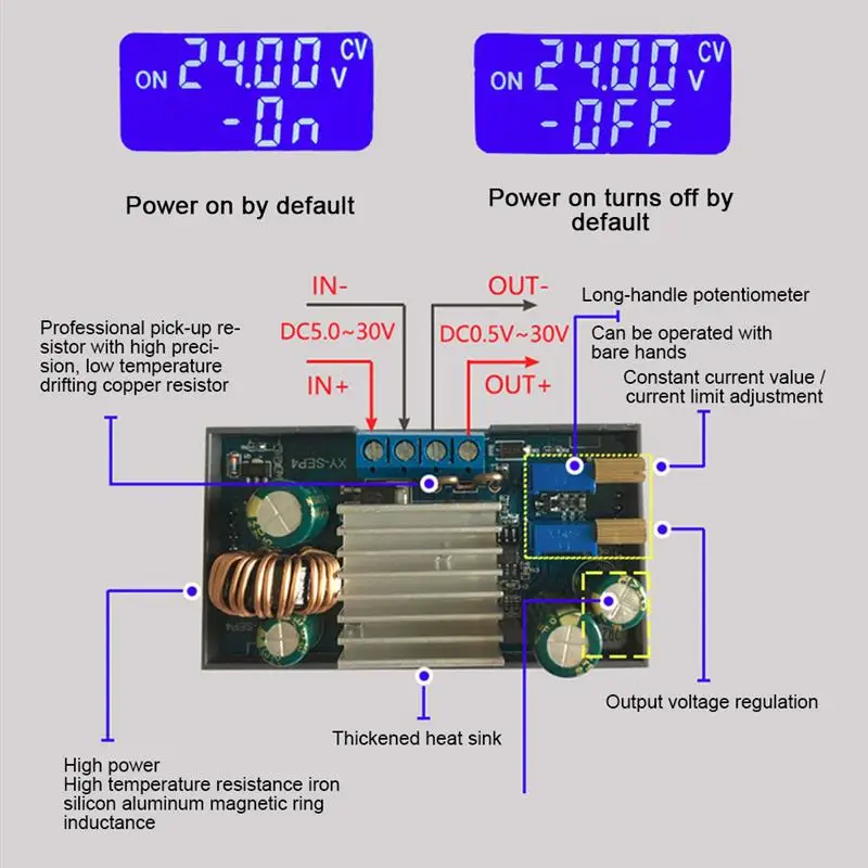 Модуль понижающего повышения постоянного тока 0 5 30 в 4 а 35 Вт автоматический
