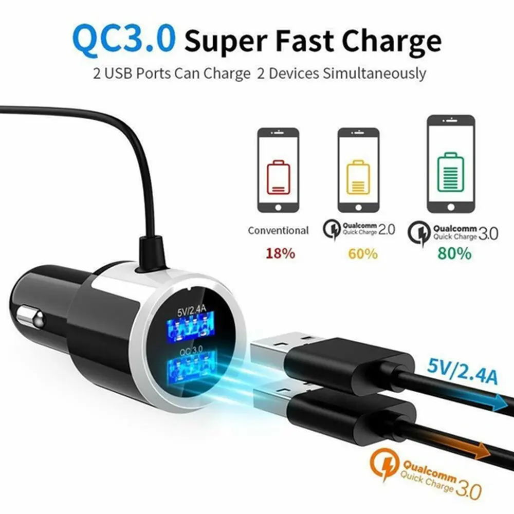 QC 3 0 Bluetooth 5 Универсальный fm-передатчик автомобильное зарядное устройство