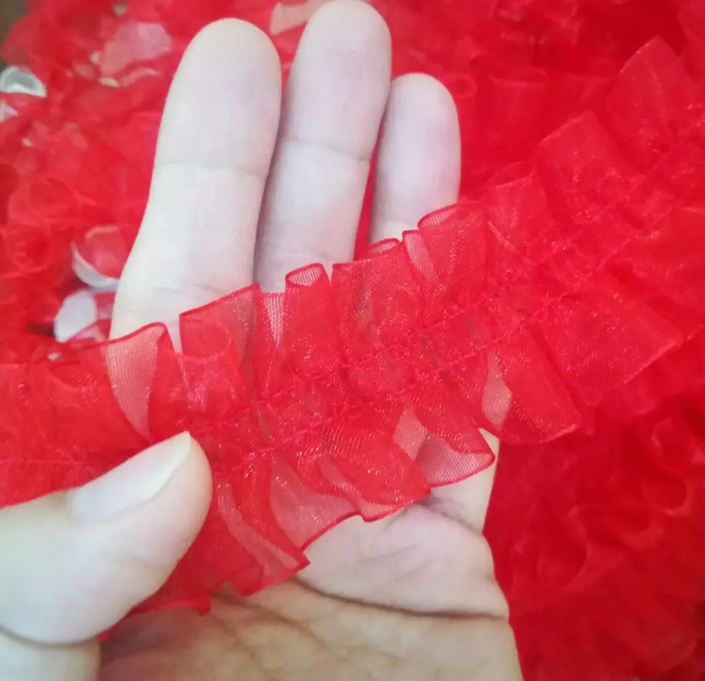

1Yards Pleated Lace Fabric Dress Sewing Trim 3cm Lace Ribbon Guipure Ribbons For Crafts Curtain costura dentelle koronka LX52