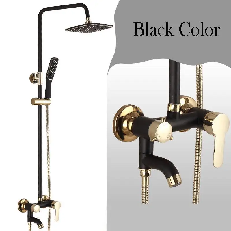 Черный Набор смесителей для душа позолоченный смеситель ванны и настенный кран