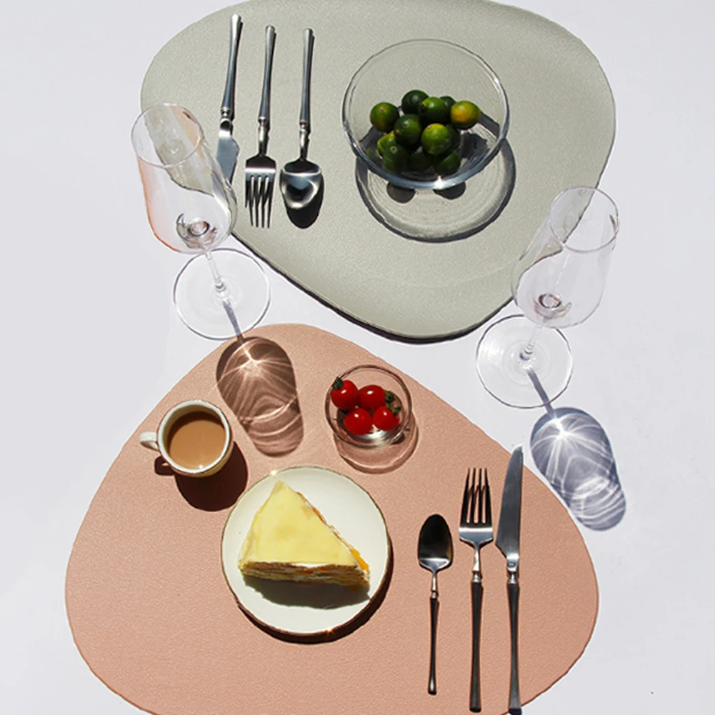 

4pcs Place Mat Tableware Table Mat Heat Insulation PU Leather Placemats Table Decoration Accessories Mats Pads