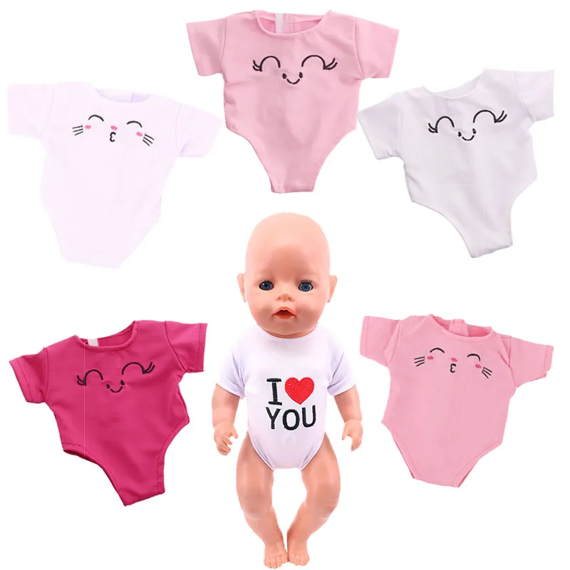 

Good Quality Clothes Cute smiley Bodysuits Fit 18Inch American&43Cm Reborn Baby Doll Clothes, Russian Generation Girl's DIY Toys