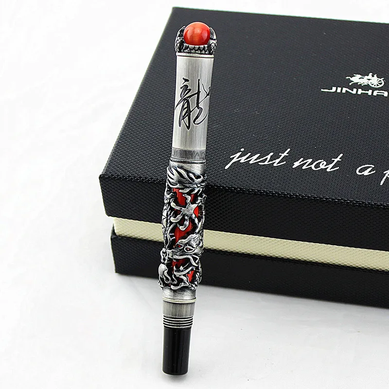 JINHAO pen Luxury Golden Chinese Ming Dynasty Emperor Style Dragon Business ink Fountain Pen Fine Tip | Канцтовары для офиса и